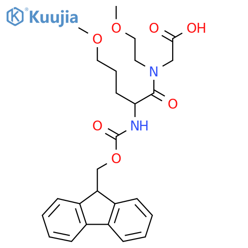 2-2-({(9H-fluoren-9-yl)methoxycarbonyl}amino)-5-methoxy-N-(2-methoxyethyl)pentanamidoacetic acid structure