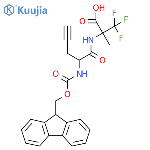 2-2-({(9H-fluoren-9-yl)methoxycarbonyl}amino)pent-4-ynamido-3,3,3-trifluoro-2-methylpropanoic acid structure