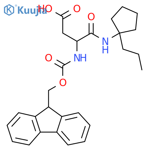 3-({(9H-fluoren-9-yl)methoxycarbonyl}amino)-3-(1-propylcyclopentyl)carbamoylpropanoic acid structure