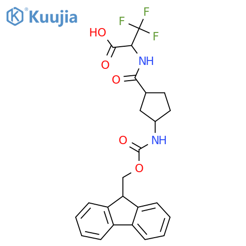 2-{3-({(9H-fluoren-9-yl)methoxycarbonyl}amino)cyclopentylformamido}-3,3,3-trifluoropropanoic acid structure