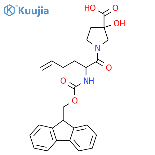 1-2-({(9H-fluoren-9-yl)methoxycarbonyl}amino)hex-5-enoyl-3-hydroxypyrrolidine-3-carboxylic acid structure