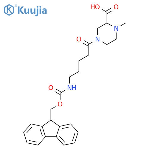 4-5-({(9H-fluoren-9-yl)methoxycarbonyl}amino)pentanoyl-1-methylpiperazine-2-carboxylic acid structure