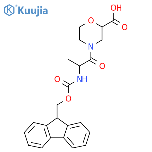 4-2-({(9H-fluoren-9-yl)methoxycarbonyl}amino)propanoylmorpholine-2-carboxylic acid structure