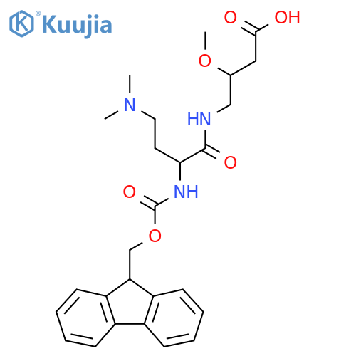 4-4-(dimethylamino)-2-({(9H-fluoren-9-yl)methoxycarbonyl}amino)butanamido-3-methoxybutanoic acid structure
