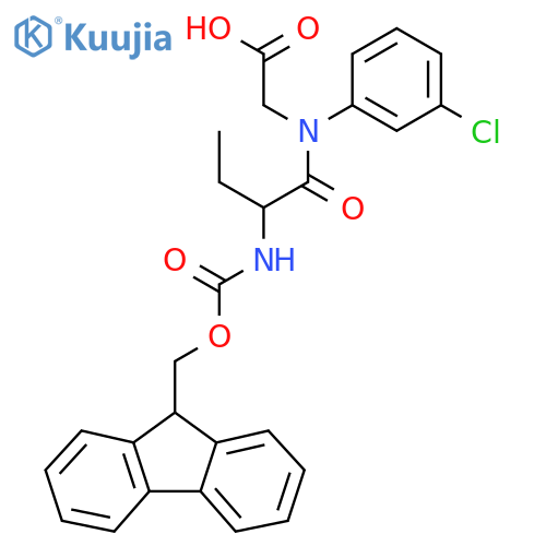 2-N-(3-chlorophenyl)-2-({(9H-fluoren-9-yl)methoxycarbonyl}amino)butanamidoacetic acid structure