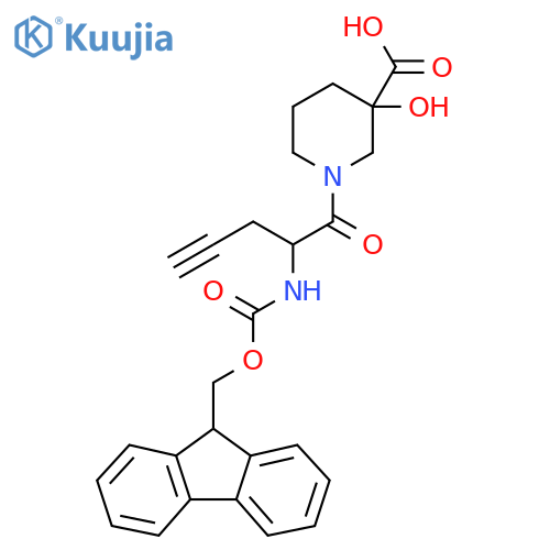 1-2-({(9H-fluoren-9-yl)methoxycarbonyl}amino)pent-4-ynoyl-3-hydroxypiperidine-3-carboxylic acid structure