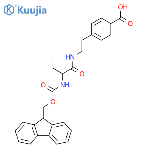 4-{2-2-({(9H-fluoren-9-yl)methoxycarbonyl}amino)butanamidoethyl}benzoic acid structure