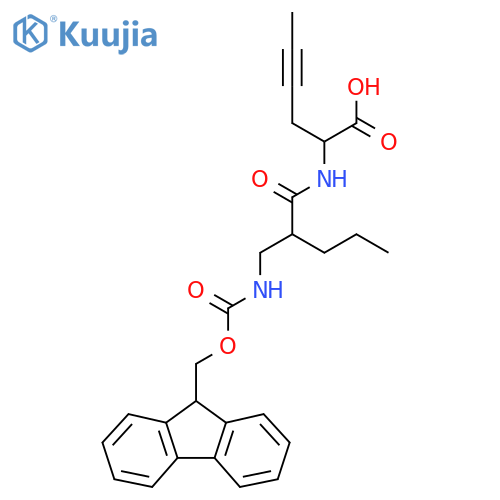 2-{2-({(9H-fluoren-9-yl)methoxycarbonyl}amino)methylpentanamido}hex-4-ynoic acid structure