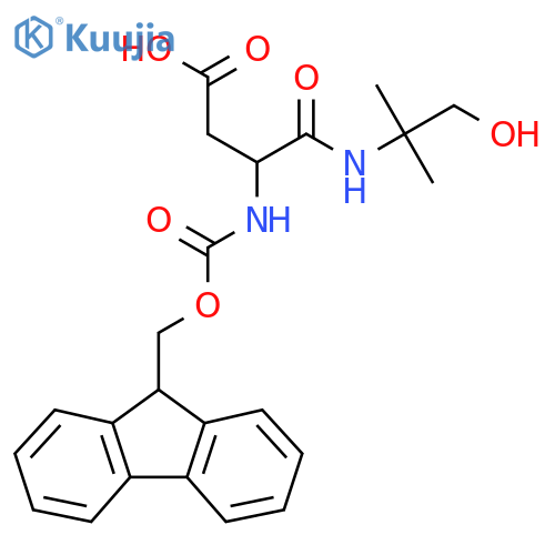 3-({(9H-fluoren-9-yl)methoxycarbonyl}amino)-3-(1-hydroxy-2-methylpropan-2-yl)carbamoylpropanoic acid structure