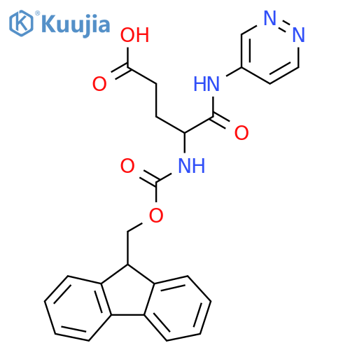 4-({(9H-fluoren-9-yl)methoxycarbonyl}amino)-4-(pyridazin-4-yl)carbamoylbutanoic acid structure
