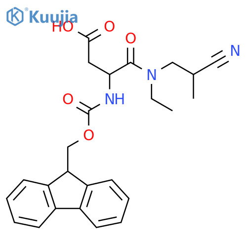 3-(2-cyano-2-methylethyl)(ethyl)carbamoyl-3-({(9H-fluoren-9-yl)methoxycarbonyl}amino)propanoic acid structure
