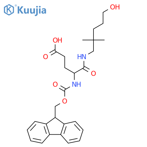 4-({(9H-fluoren-9-yl)methoxycarbonyl}amino)-4-(5-hydroxy-2,2-dimethylpentyl)carbamoylbutanoic acid structure