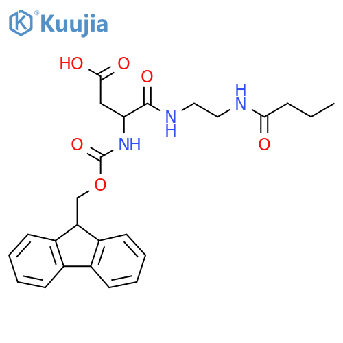 3-(2-butanamidoethyl)carbamoyl-3-({(9H-fluoren-9-yl)methoxycarbonyl}amino)propanoic acid structure