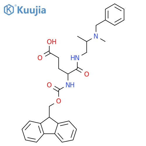 4-({2-benzyl(methyl)aminopropyl}carbamoyl)-4-({(9H-fluoren-9-yl)methoxycarbonyl}amino)butanoic acid structure