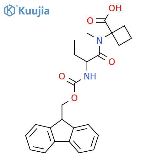 1-2-({(9H-fluoren-9-yl)methoxycarbonyl}amino)-N-methylbutanamidocyclobutane-1-carboxylic acid structure
