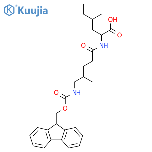 2-5-({(9H-fluoren-9-yl)methoxycarbonyl}amino)-4-methylpentanamido-4-methylhexanoic acid structure
