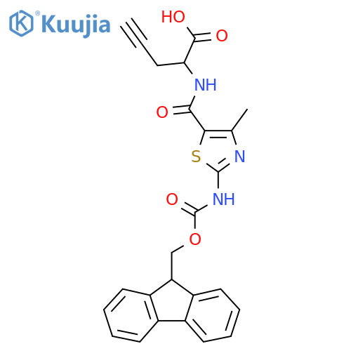 2-{2-({(9H-fluoren-9-yl)methoxycarbonyl}amino)-4-methyl-1,3-thiazol-5-ylformamido}pent-4-ynoic acid structure