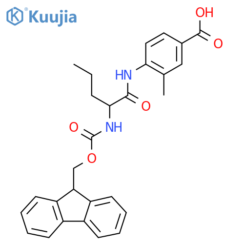 4-2-({(9H-fluoren-9-yl)methoxycarbonyl}amino)pentanamido-3-methylbenzoic acid structure