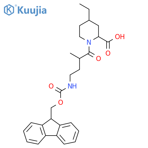 4-ethyl-1-4-({(9H-fluoren-9-yl)methoxycarbonyl}amino)-2-methylbutanoylpiperidine-2-carboxylic acid structure