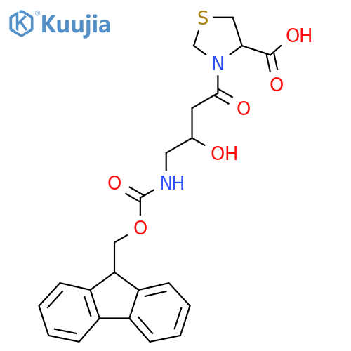 3-4-({(9H-fluoren-9-yl)methoxycarbonyl}amino)-3-hydroxybutanoyl-1,3-thiazolidine-4-carboxylic acid structure