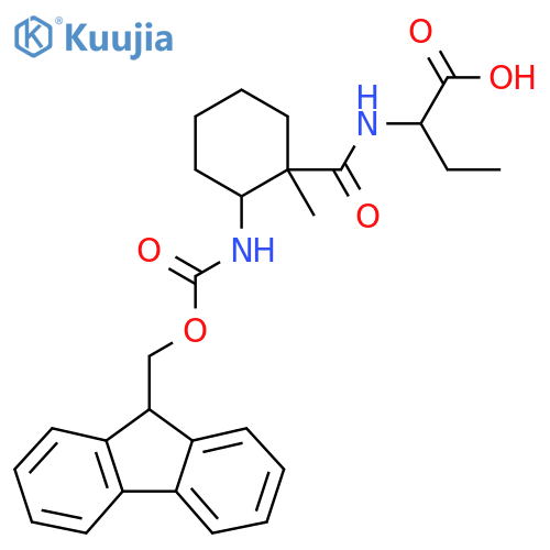 2-{2-({(9H-fluoren-9-yl)methoxycarbonyl}amino)-1-methylcyclohexylformamido}butanoic acid structure