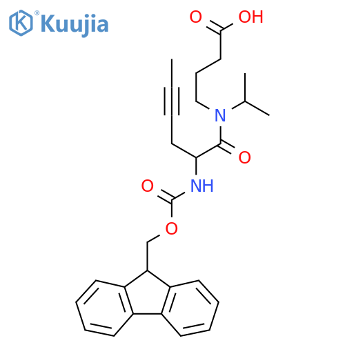 4-2-({(9H-fluoren-9-yl)methoxycarbonyl}amino)-N-(propan-2-yl)hex-4-ynamidobutanoic acid structure