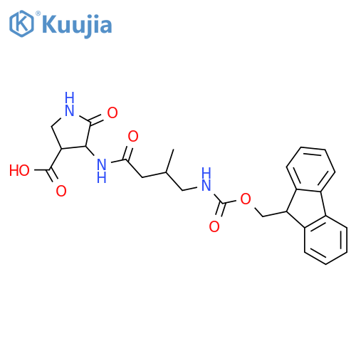 4-4-({(9H-fluoren-9-yl)methoxycarbonyl}amino)-3-methylbutanamido-5-oxopyrrolidine-3-carboxylic acid structure