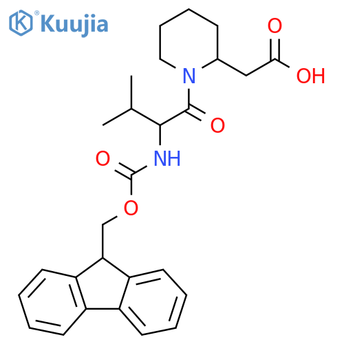 2-{1-2-({(9H-fluoren-9-yl)methoxycarbonyl}amino)-3-methylbutanoylpiperidin-2-yl}acetic acid structure