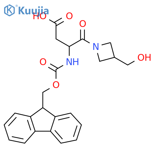 3-({(9H-fluoren-9-yl)methoxycarbonyl}amino)-4-3-(hydroxymethyl)azetidin-1-yl-4-oxobutanoic acid structure