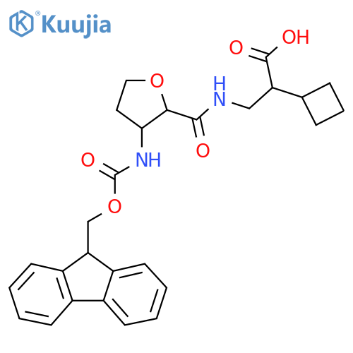 2-cyclobutyl-3-{3-({(9H-fluoren-9-yl)methoxycarbonyl}amino)oxolan-2-ylformamido}propanoic acid structure