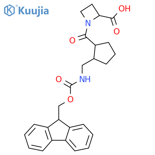 1-{2-({(9H-fluoren-9-yl)methoxycarbonyl}amino)methylcyclopentanecarbonyl}azetidine-2-carboxylic acid structure
