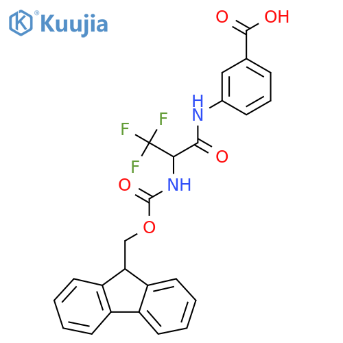 3-2-({(9H-fluoren-9-yl)methoxycarbonyl}amino)-3,3,3-trifluoropropanamidobenzoic acid structure