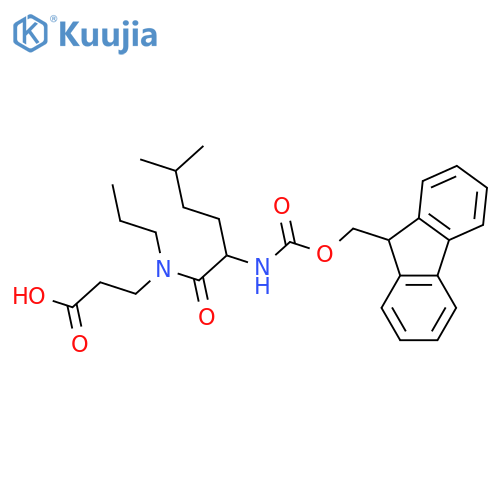 3-2-({(9H-fluoren-9-yl)methoxycarbonyl}amino)-5-methyl-N-propylhexanamidopropanoic acid structure