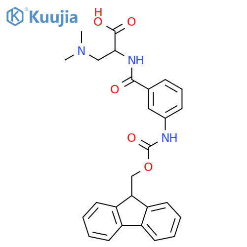 3-(dimethylamino)-2-{3-({(9H-fluoren-9-yl)methoxycarbonyl}amino)phenylformamido}propanoic acid structure