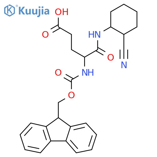 4-(2-cyanocyclohexyl)carbamoyl-4-({(9H-fluoren-9-yl)methoxycarbonyl}amino)butanoic acid structure