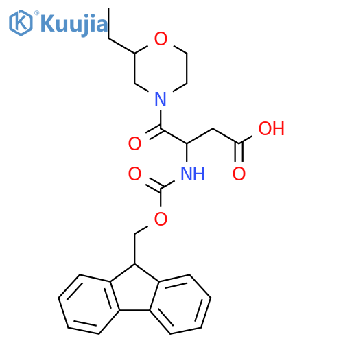 4-(2-ethylmorpholin-4-yl)-3-({(9H-fluoren-9-yl)methoxycarbonyl}amino)-4-oxobutanoic acid structure