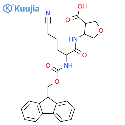 4-5-cyano-2-({(9H-fluoren-9-yl)methoxycarbonyl}amino)pentanamidooxolane-3-carboxylic acid structure