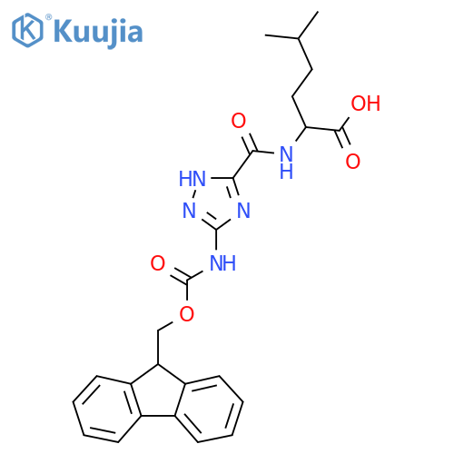 2-{5-({(9H-fluoren-9-yl)methoxycarbonyl}amino)-1H-1,2,4-triazol-3-ylformamido}-5-methylhexanoic acid structure