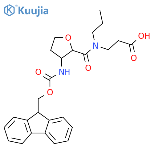 3-{1-3-({(9H-fluoren-9-yl)methoxycarbonyl}amino)oxolan-2-yl-N-propylformamido}propanoic acid structure