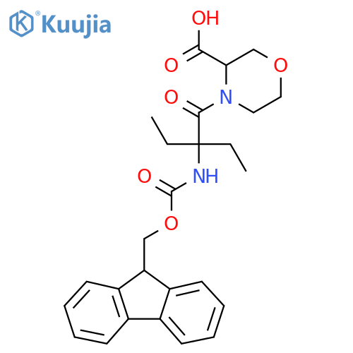 4-2-ethyl-2-({(9H-fluoren-9-yl)methoxycarbonyl}amino)butanoylmorpholine-3-carboxylic acid structure