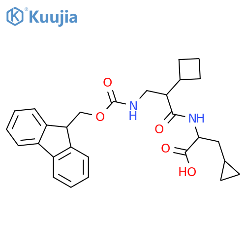 2-2-cyclobutyl-3-({(9H-fluoren-9-yl)methoxycarbonyl}amino)propanamido-3-cyclopropylpropanoic acid structure