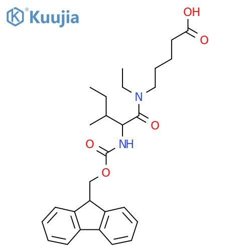 5-N-ethyl-2-({(9H-fluoren-9-yl)methoxycarbonyl}amino)-3-methylpentanamidopentanoic acid structure