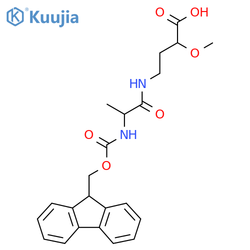 4-2-({(9H-fluoren-9-yl)methoxycarbonyl}amino)propanamido-2-methoxybutanoic acid structure