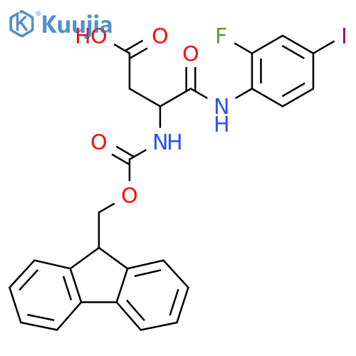 3-({(9H-fluoren-9-yl)methoxycarbonyl}amino)-3-(2-fluoro-4-iodophenyl)carbamoylpropanoic acid structure