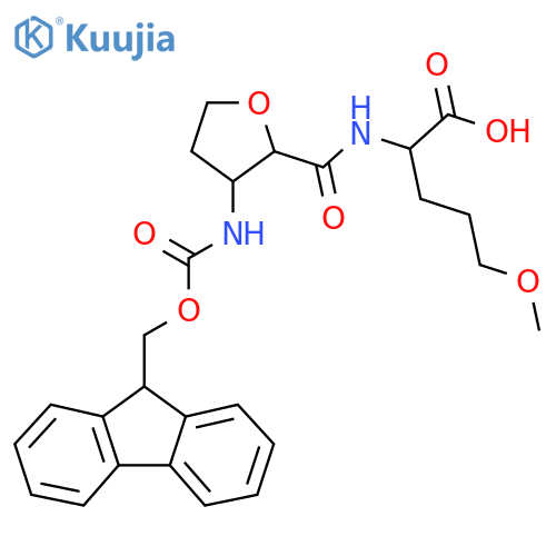 2-{3-({(9H-fluoren-9-yl)methoxycarbonyl}amino)oxolan-2-ylformamido}-5-methoxypentanoic acid structure