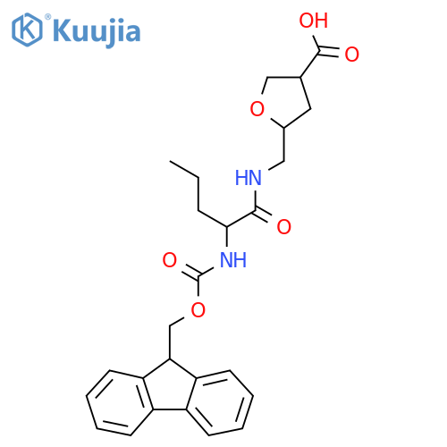 5-{2-({(9H-fluoren-9-yl)methoxycarbonyl}amino)pentanamidomethyl}oxolane-3-carboxylic acid structure