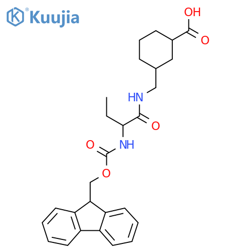 3-{2-({(9H-fluoren-9-yl)methoxycarbonyl}amino)butanamidomethyl}cyclohexane-1-carboxylic acid structure