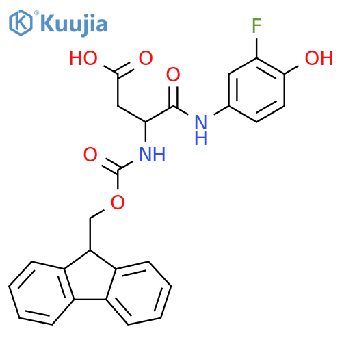 3-({(9H-fluoren-9-yl)methoxycarbonyl}amino)-3-(3-fluoro-4-hydroxyphenyl)carbamoylpropanoic acid structure