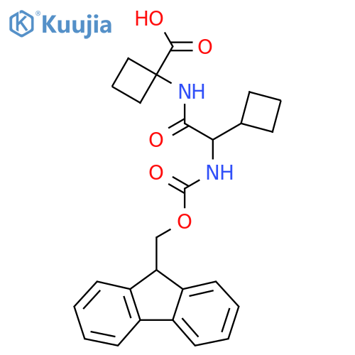 1-2-cyclobutyl-2-({(9H-fluoren-9-yl)methoxycarbonyl}amino)acetamidocyclobutane-1-carboxylic acid structure