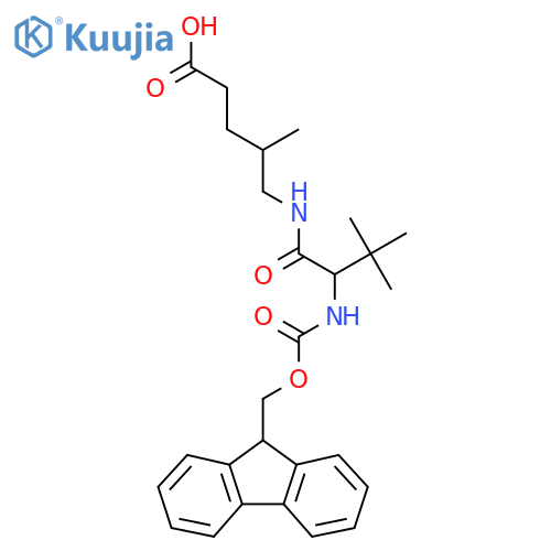 5-2-({(9H-fluoren-9-yl)methoxycarbonyl}amino)-3,3-dimethylbutanamido-4-methylpentanoic acid structure